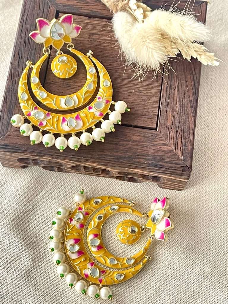 MeenaKari Bali – Yellow - nk collection