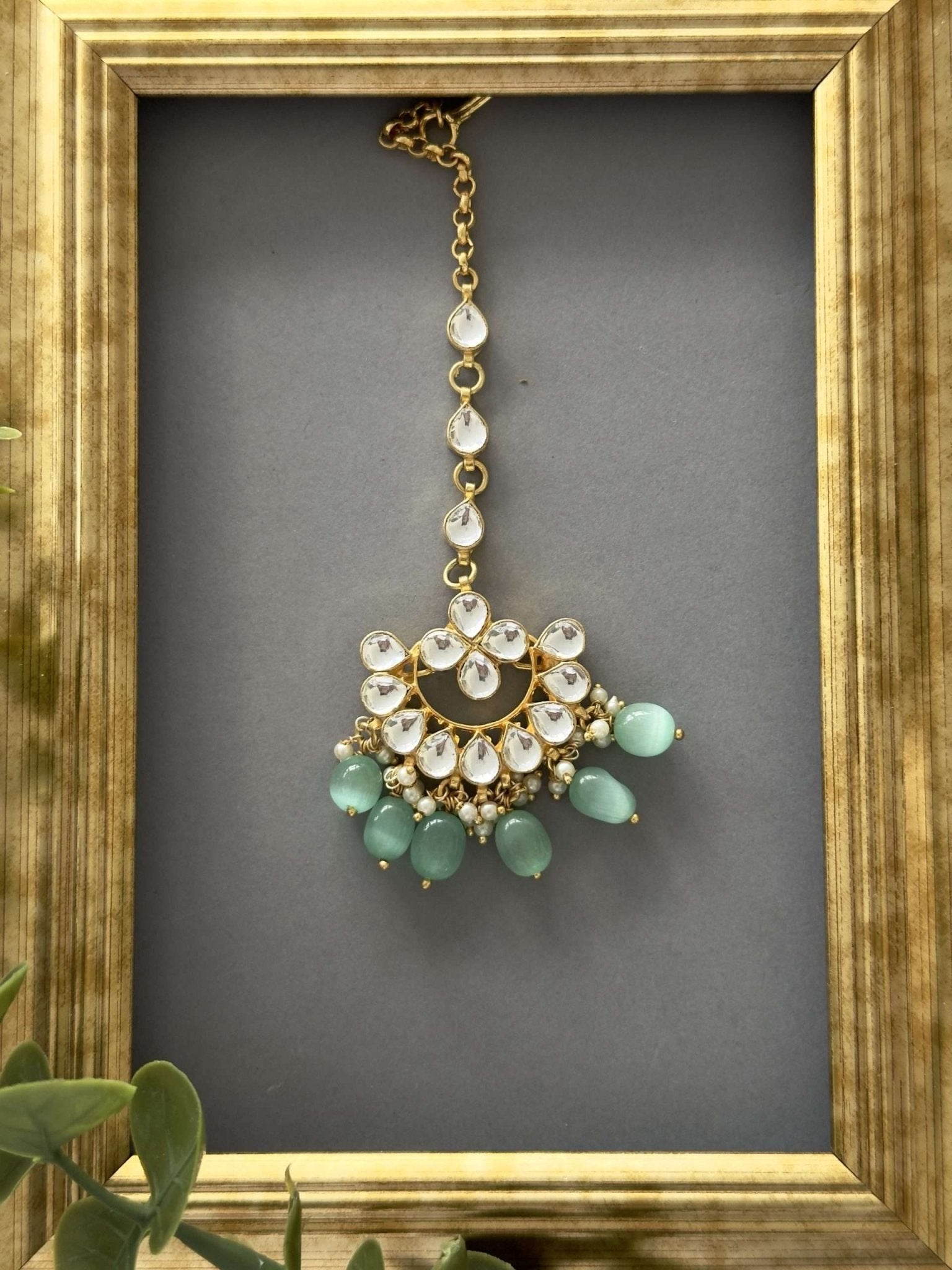 Mint Kundan Tikka – Small - nk collection