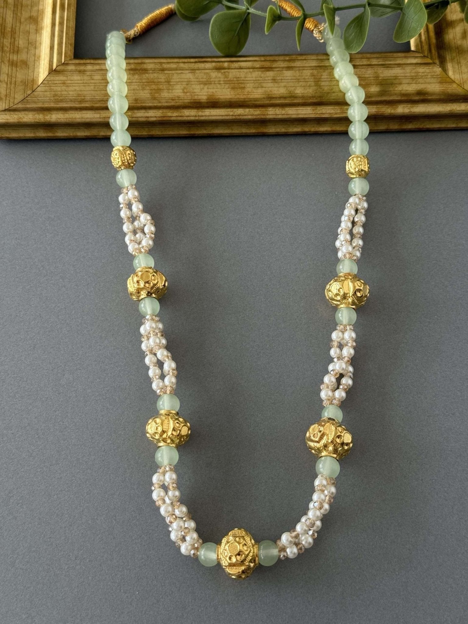 Mint Pearl Long Necklace - nk collection
