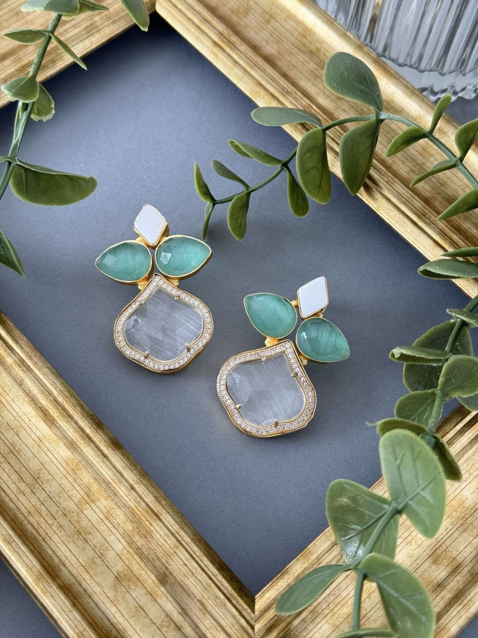 Minty Greys Earrings - nk collection