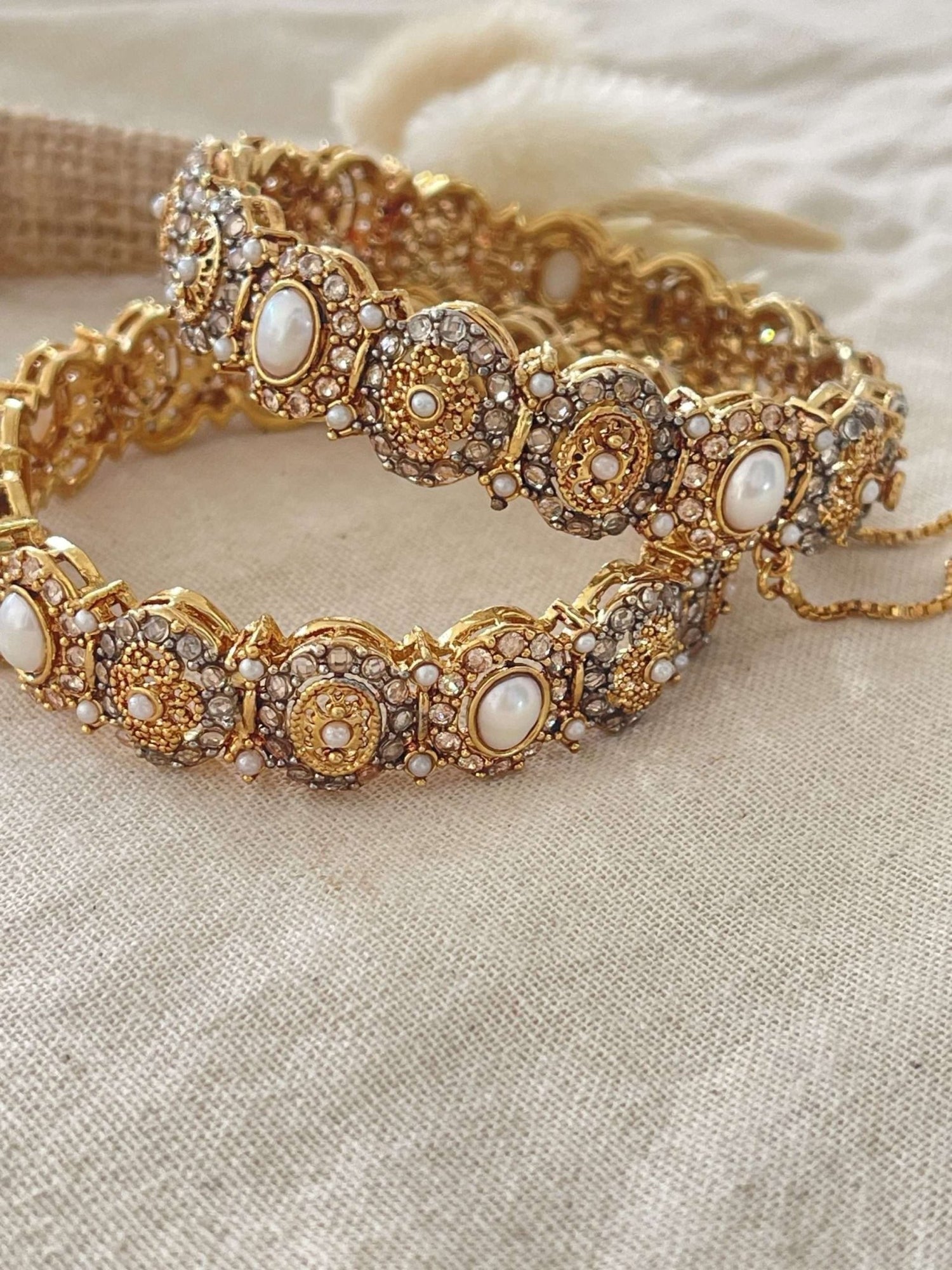 Oval Polki Pearl Kare - nk collection