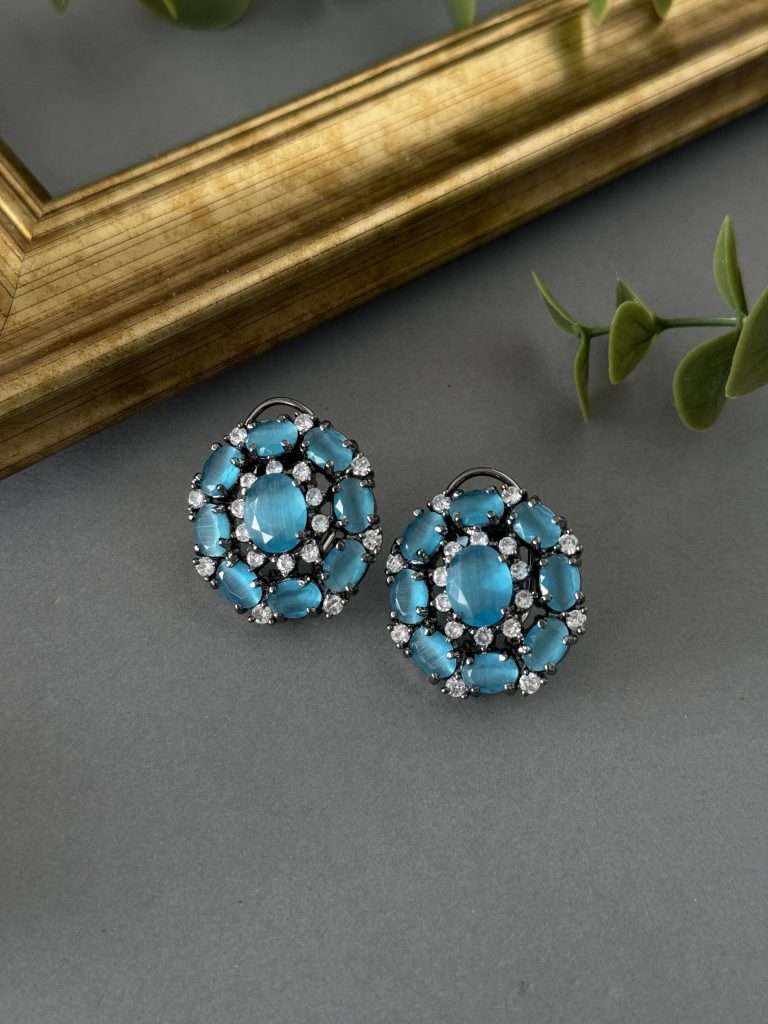 Oxidised Studs – Blue - nk collection