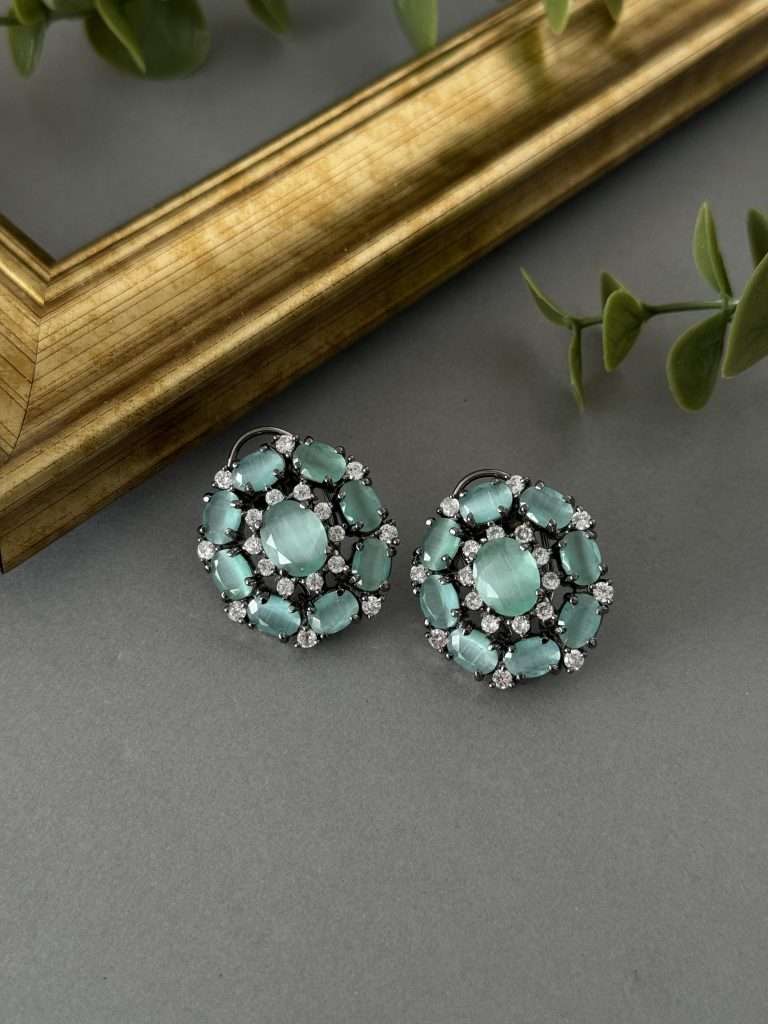 Oxidised Studs – Mint - nk collection