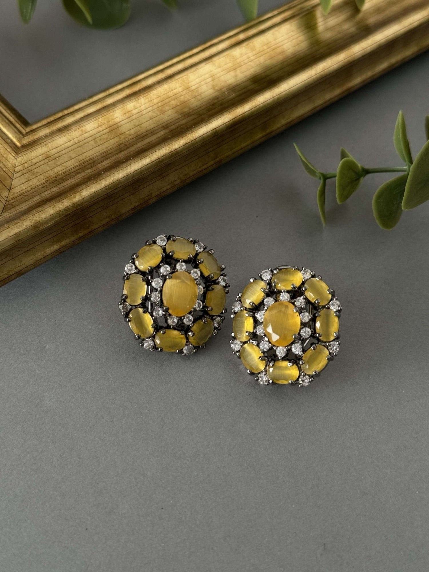 Oxidised Studs – Yellow - nk collection