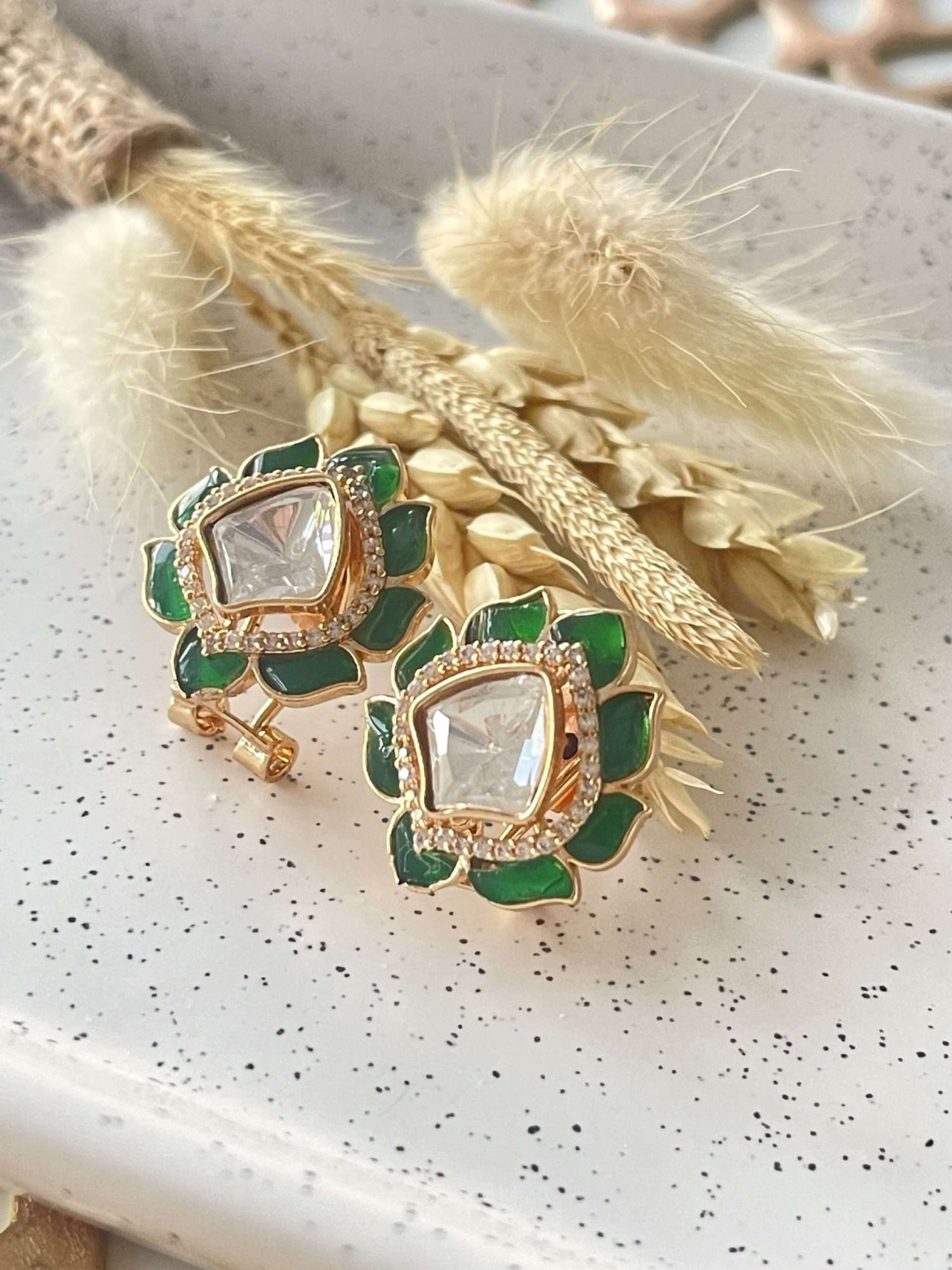 Pari Studs – Green onyx - nk collection