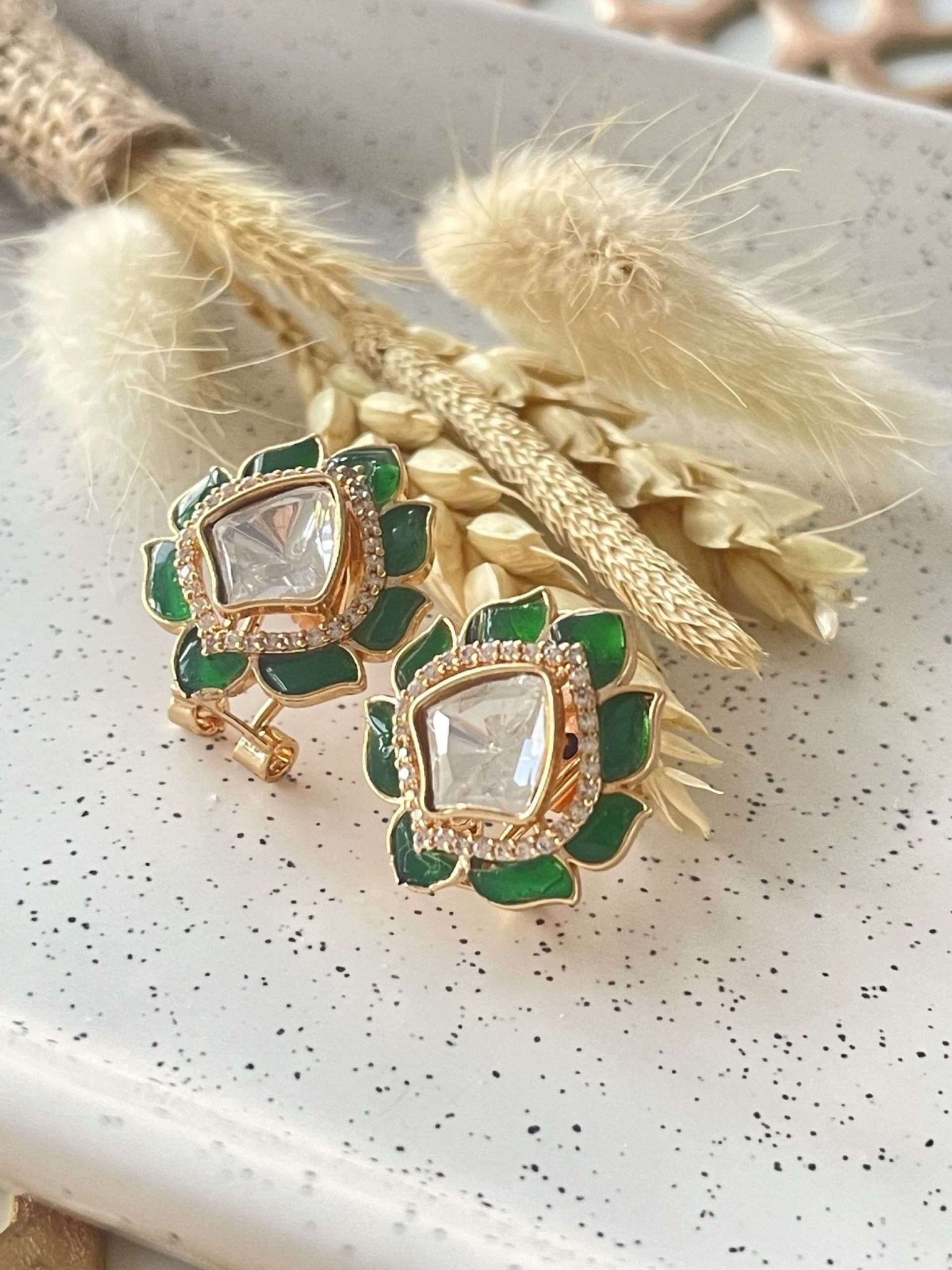Pari Studs – Green onyx - nk collection