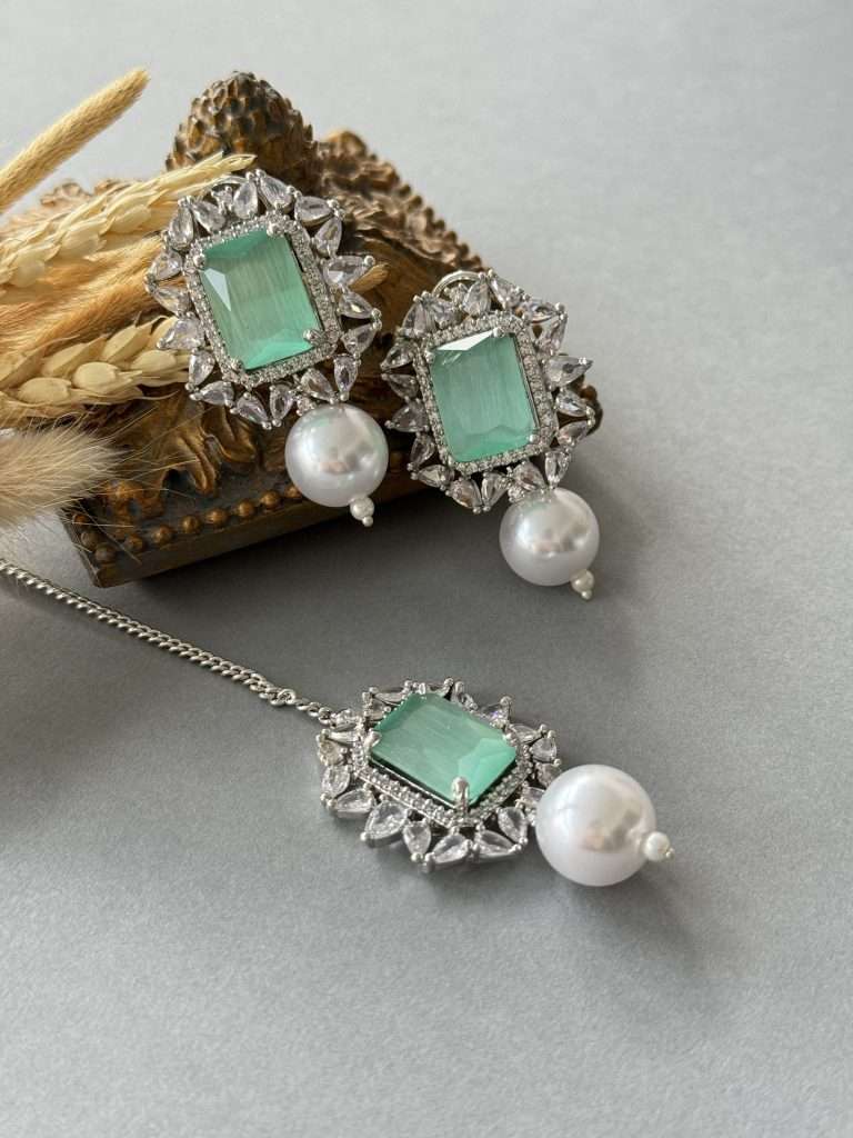 Pearl Sq Tops and Tikka – Silver Mint - nk collection