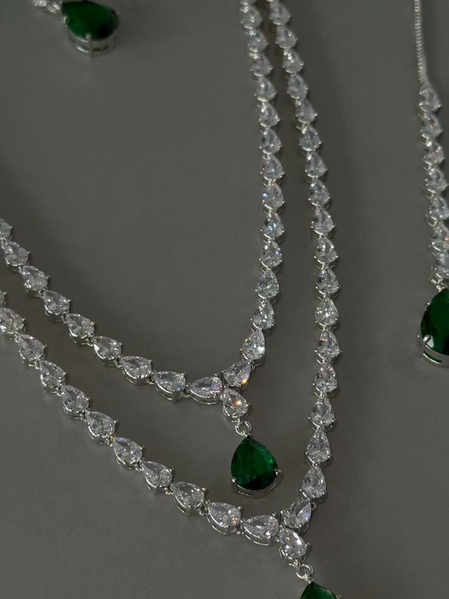 Double Drop Diamond Set - Emerald