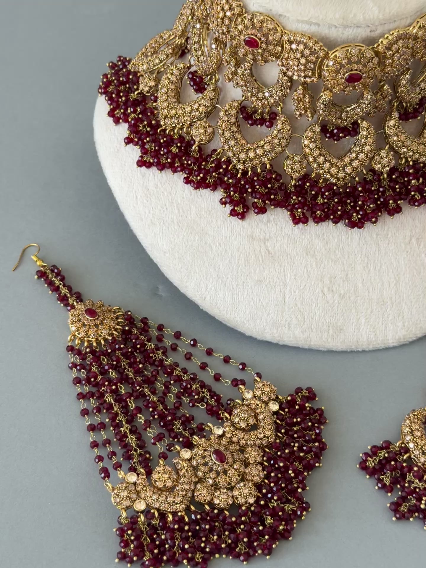Dark Red Bridal Set