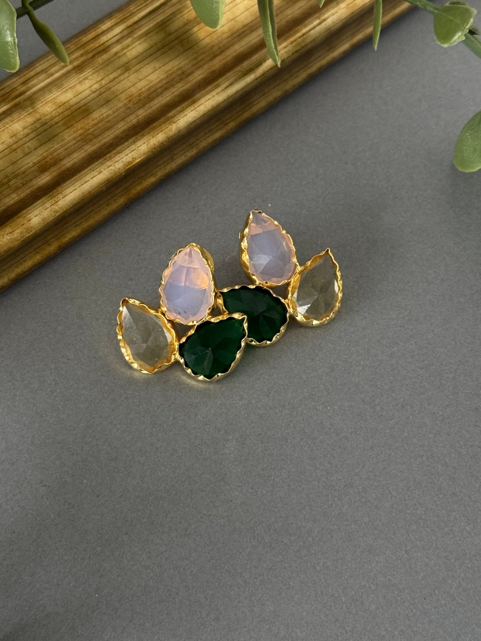 Quartz Leaf Studs - nk collection