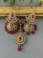 Red Tikka Jhumke Set - nk collection