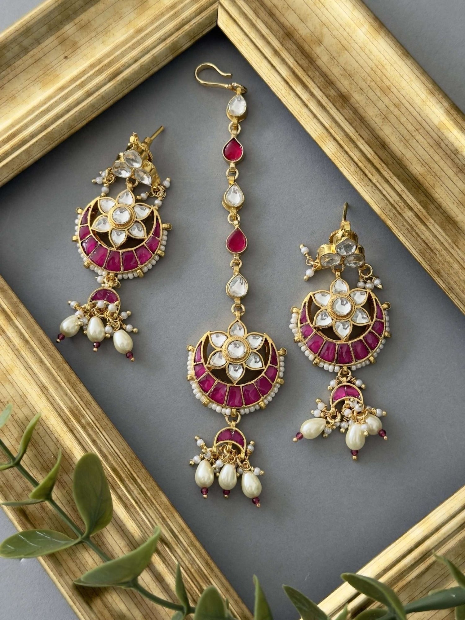 Ruby Pearl Tikka Set - nk collection
