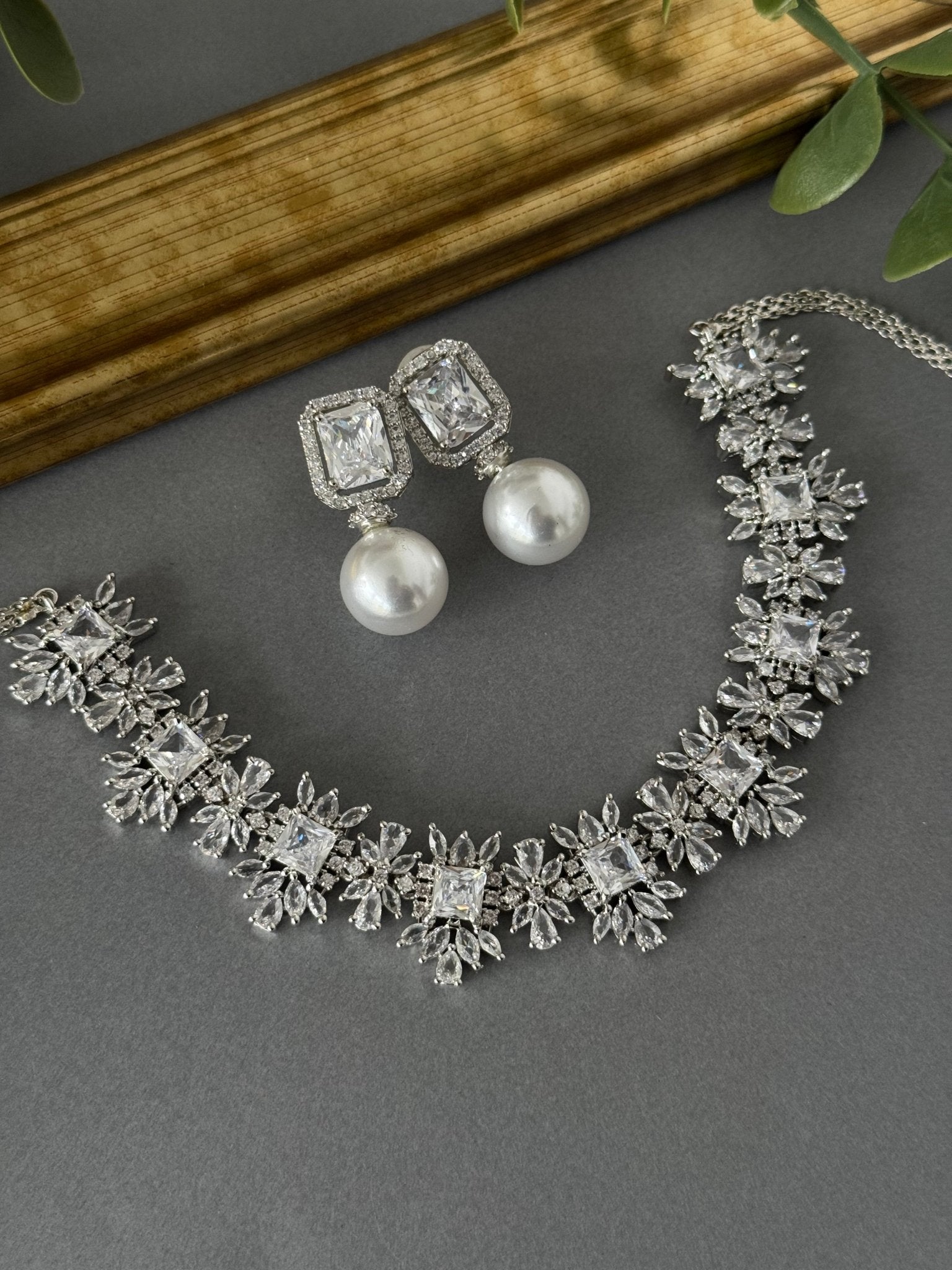 Silver Pearl Drop Set - nk collection