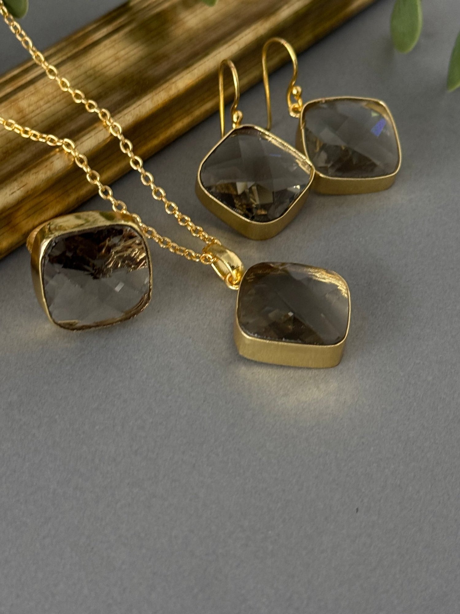 Smokey Quartz Pendant Set - nk collection