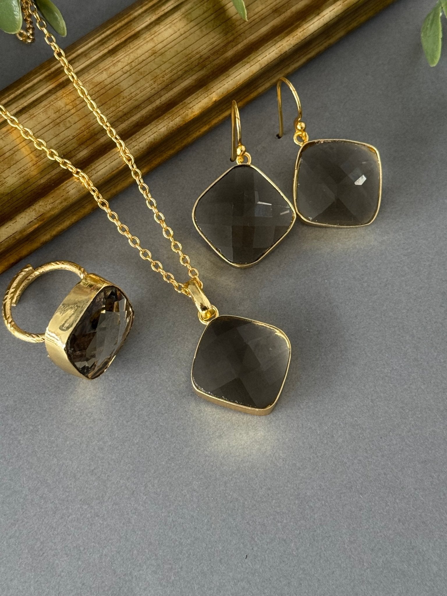 Smokey Quartz Pendant Set - nk collection