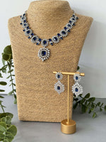 Sq Drop Necklace Set – Sapphire - nk collection