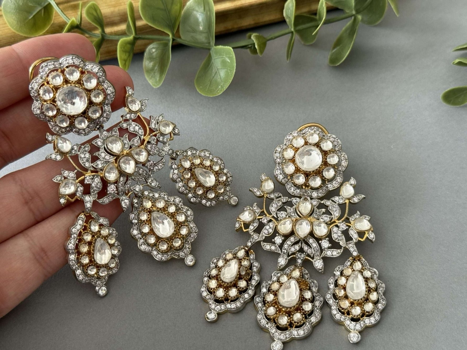 Statement Dual Tone Earrings - nk collection