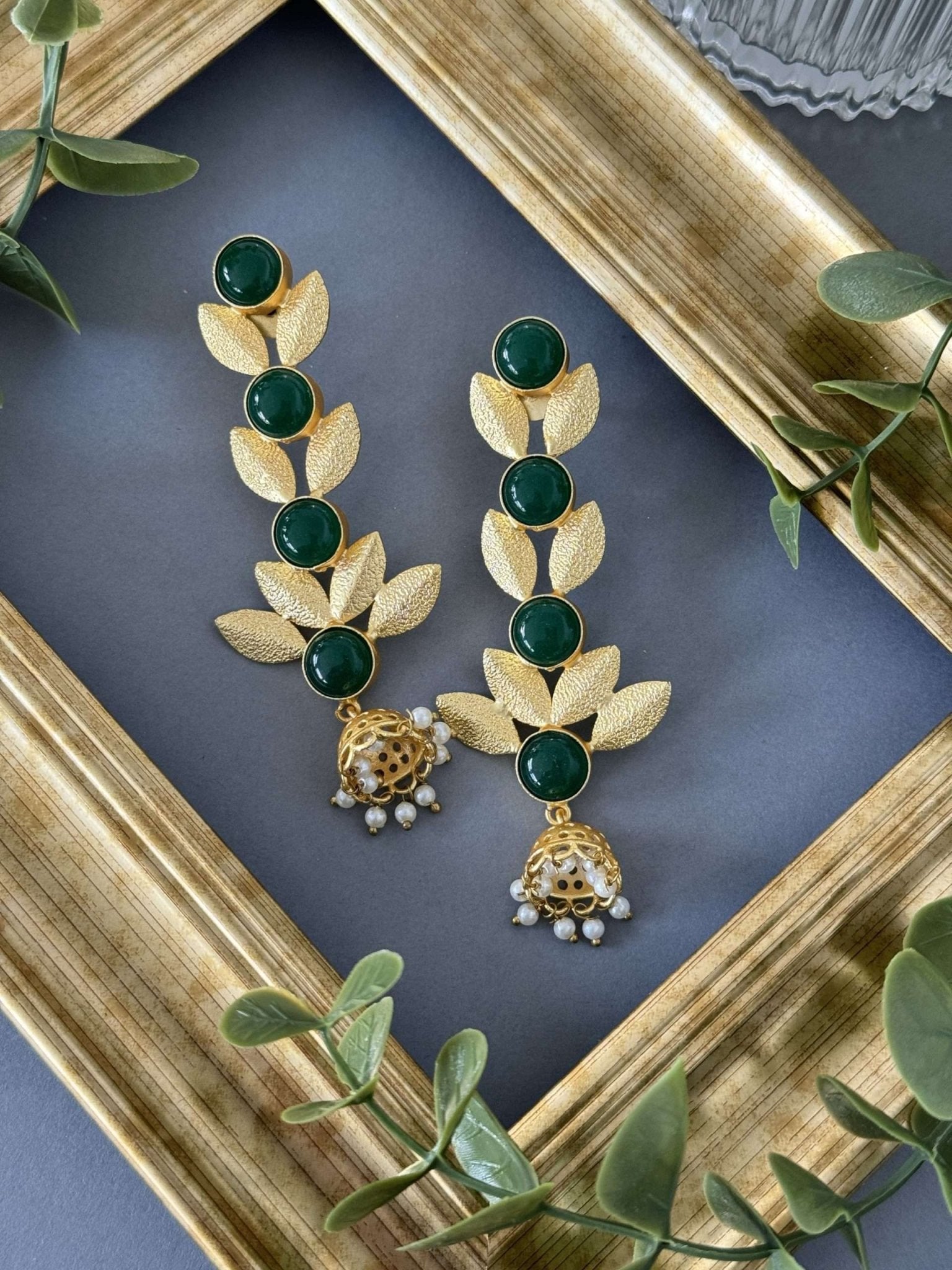Statement Long Jhumki – Green - nk collection