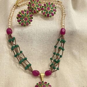 Ruby Green Pendant Set
