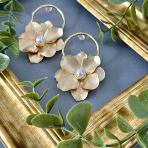 Golden Petal Hoop Earrings