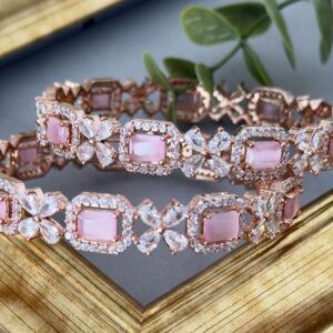 Rose Gold Sq Bangle Pair – 2.6 Blush
