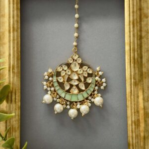 Mint Stone Kundan Tikka