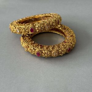 Statement Regal Chunky Bangles – Ruby Champagne