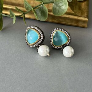 Teal Oxidised Studs