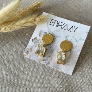 Coin Gem Drop Earrings – Clear Quartz