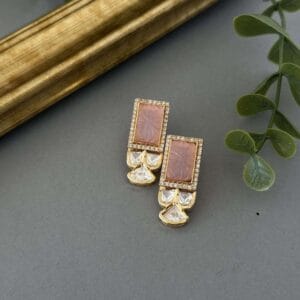 Carved Stone Studs – Pink
