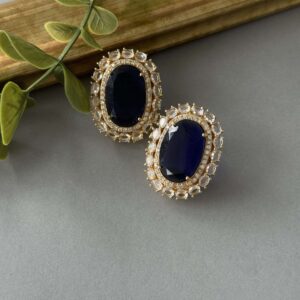 Oval Polki – Deep blue